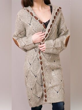 POL Cozy Gray Open-Knit Women’s Sweater Cardigan